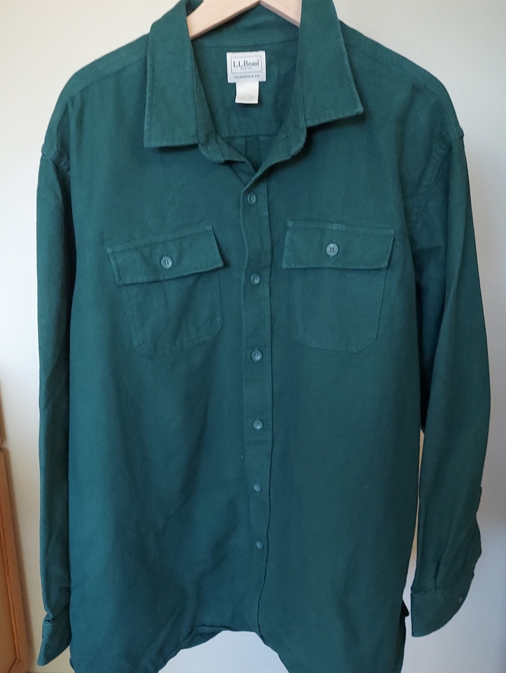 L.L. Bean Men’s Dark Green Flannel Thick Button-Up Shirt Sz XXL 100% Cotton